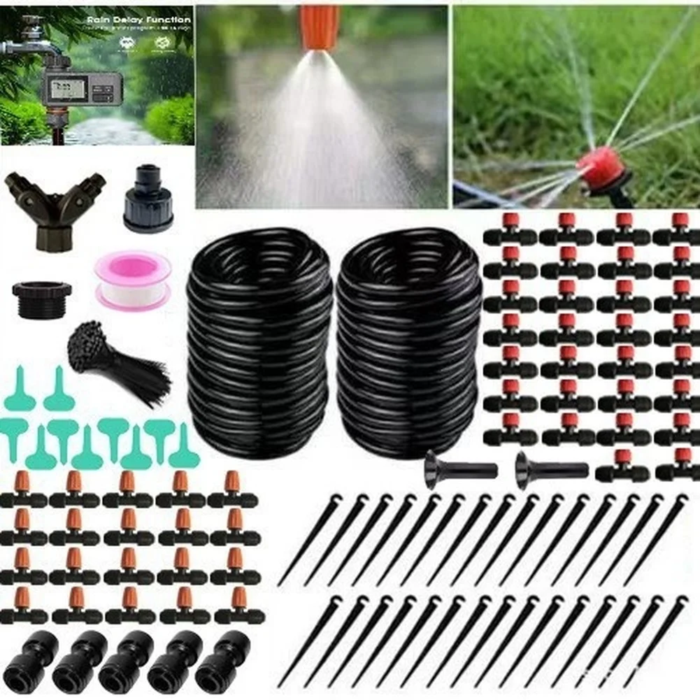 For Garden Automatic Irrigation Kit 30M for Greenhouse Outdoor Use with Push Fit Connectors and Adjustable Drippers