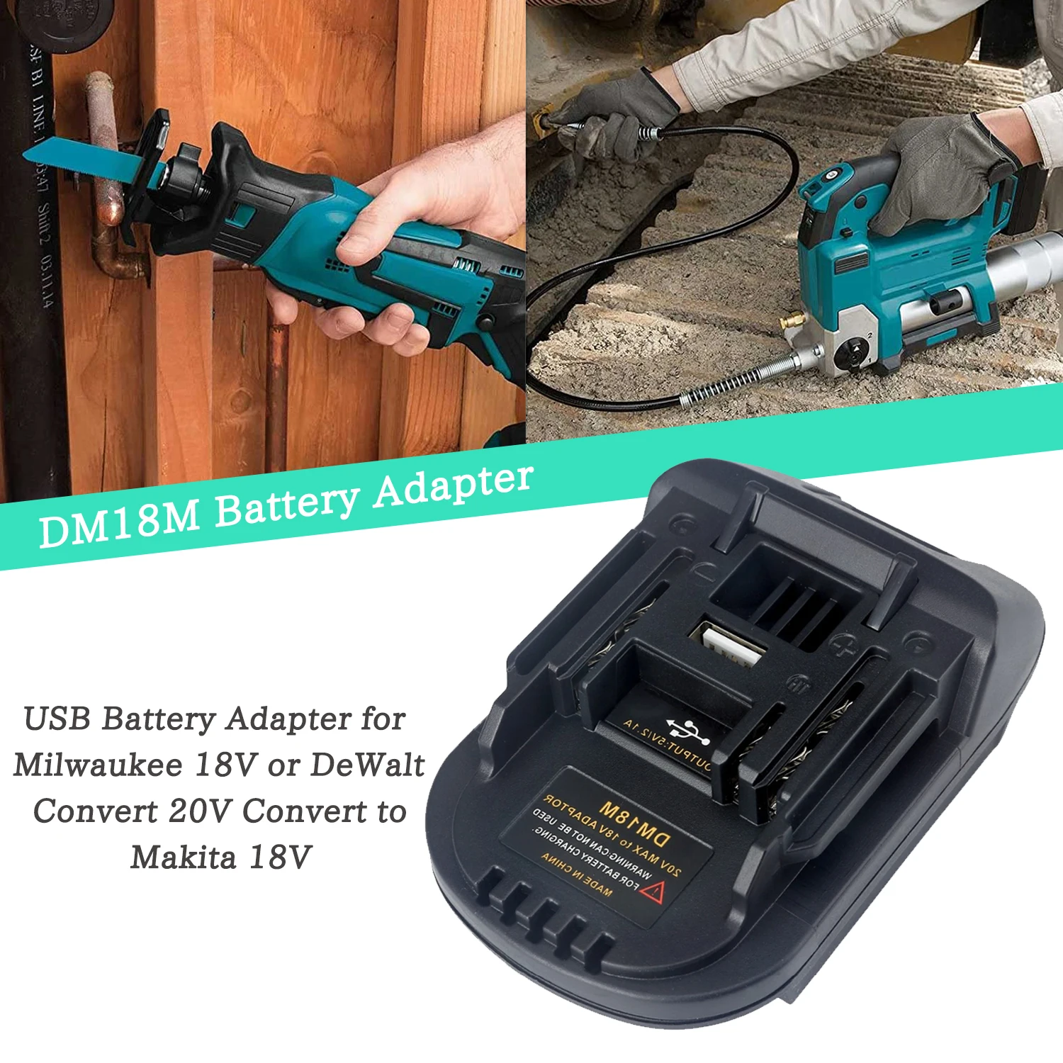 Bateria Conversão Dm18m Li-ion Carregador Ferramenta Adaptador para Milwaukee Makita Bl1830 Bl1850 Baterias Full20 v a 18v