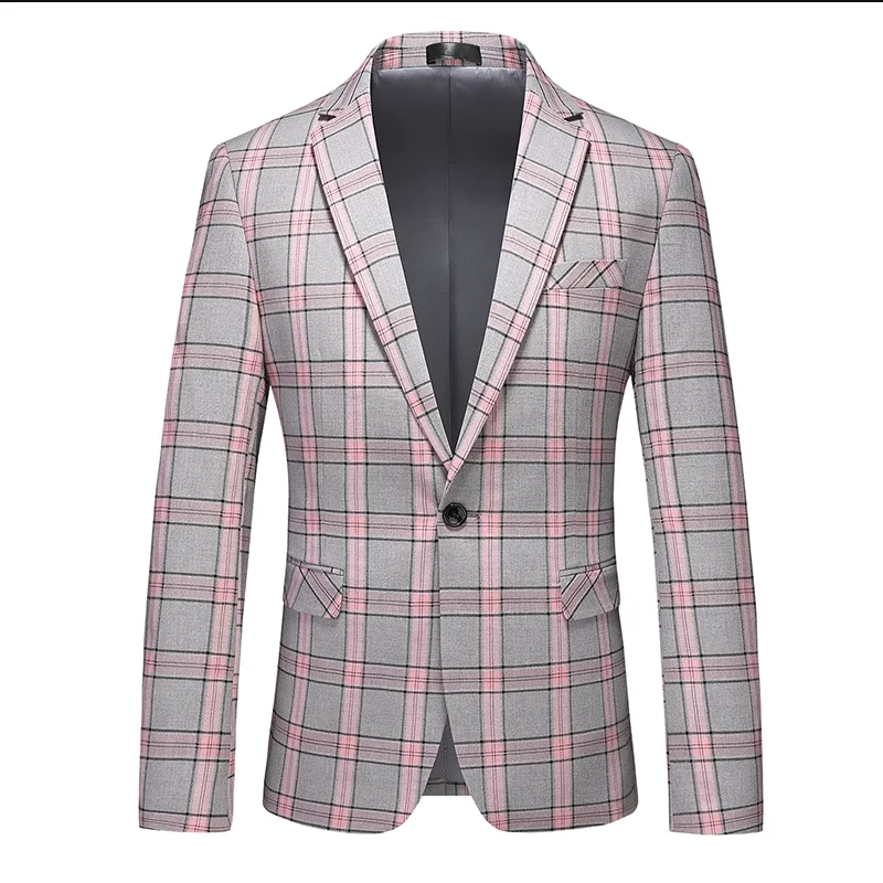 

New MenBusiness Plaid Suit Jacket Large Size 6XL Men's Wedding Party Social Swallowtail Dress Homme Slim Fit Coats