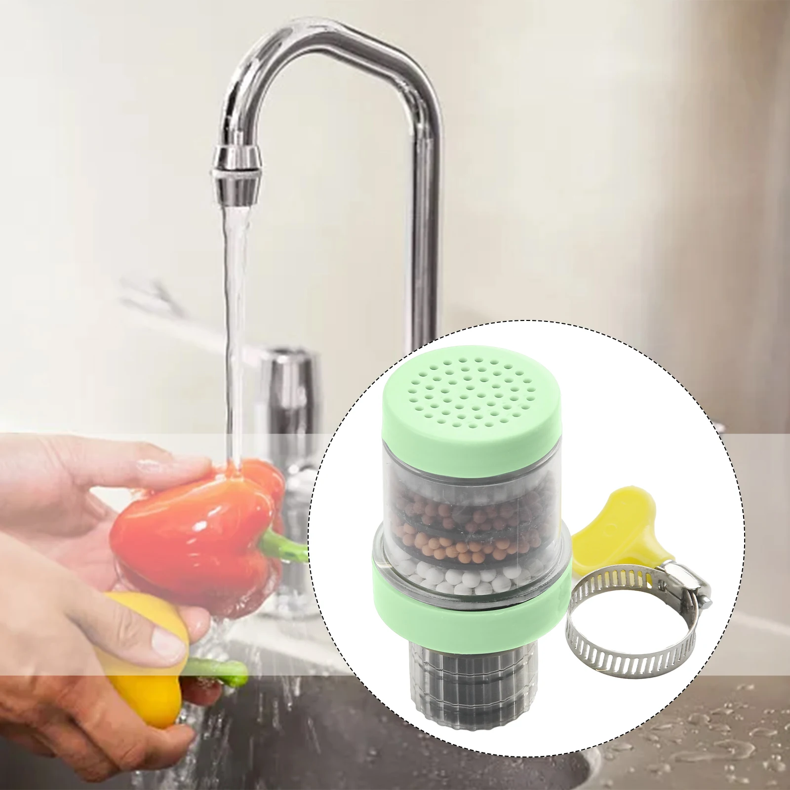 6 Layers Water Filter Kitchen Faucet Tap Extender Splash-Proof Water Filter Outlet Head Water Saving Sprayer Filter Diffuser