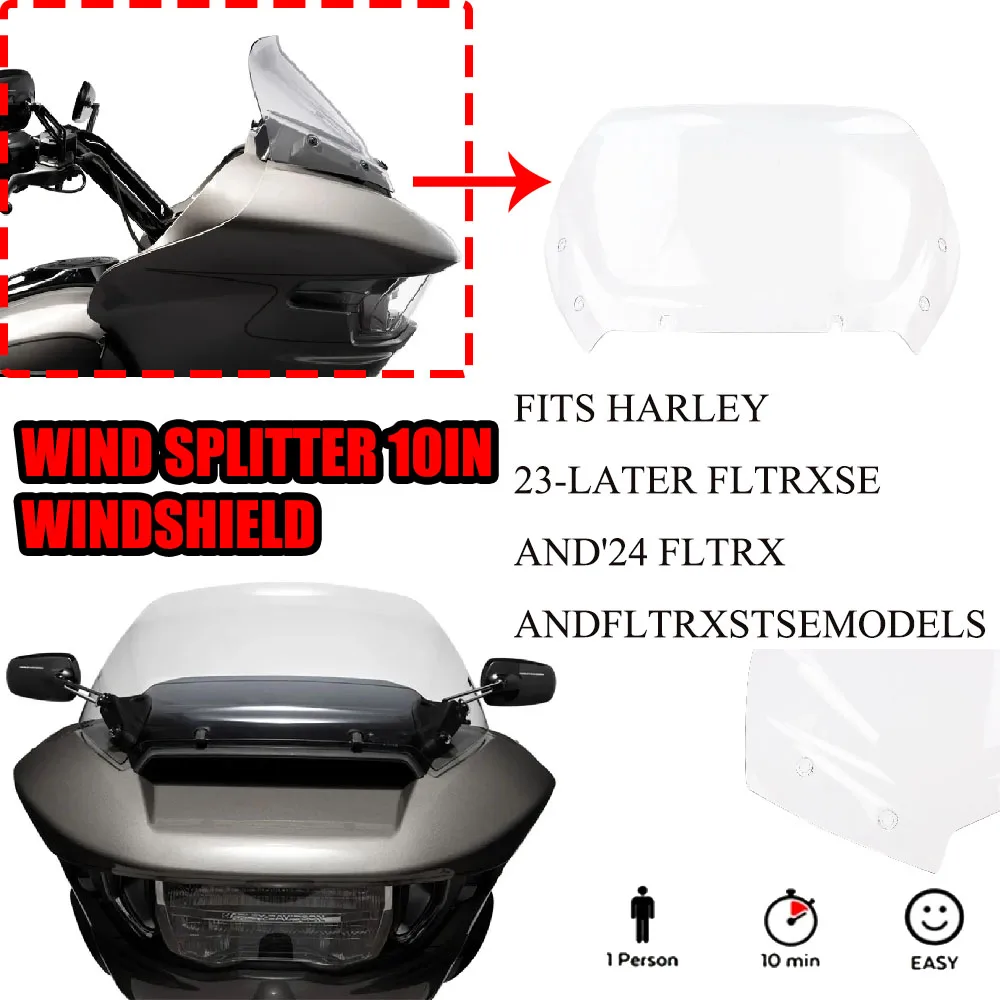 

Motorcycle Windscreen Windshield Fit Fits '23-later FLTRXSE and '24 FLTRX and FLTRXSTSE odels Wind Splitter 10 in.Windshield New