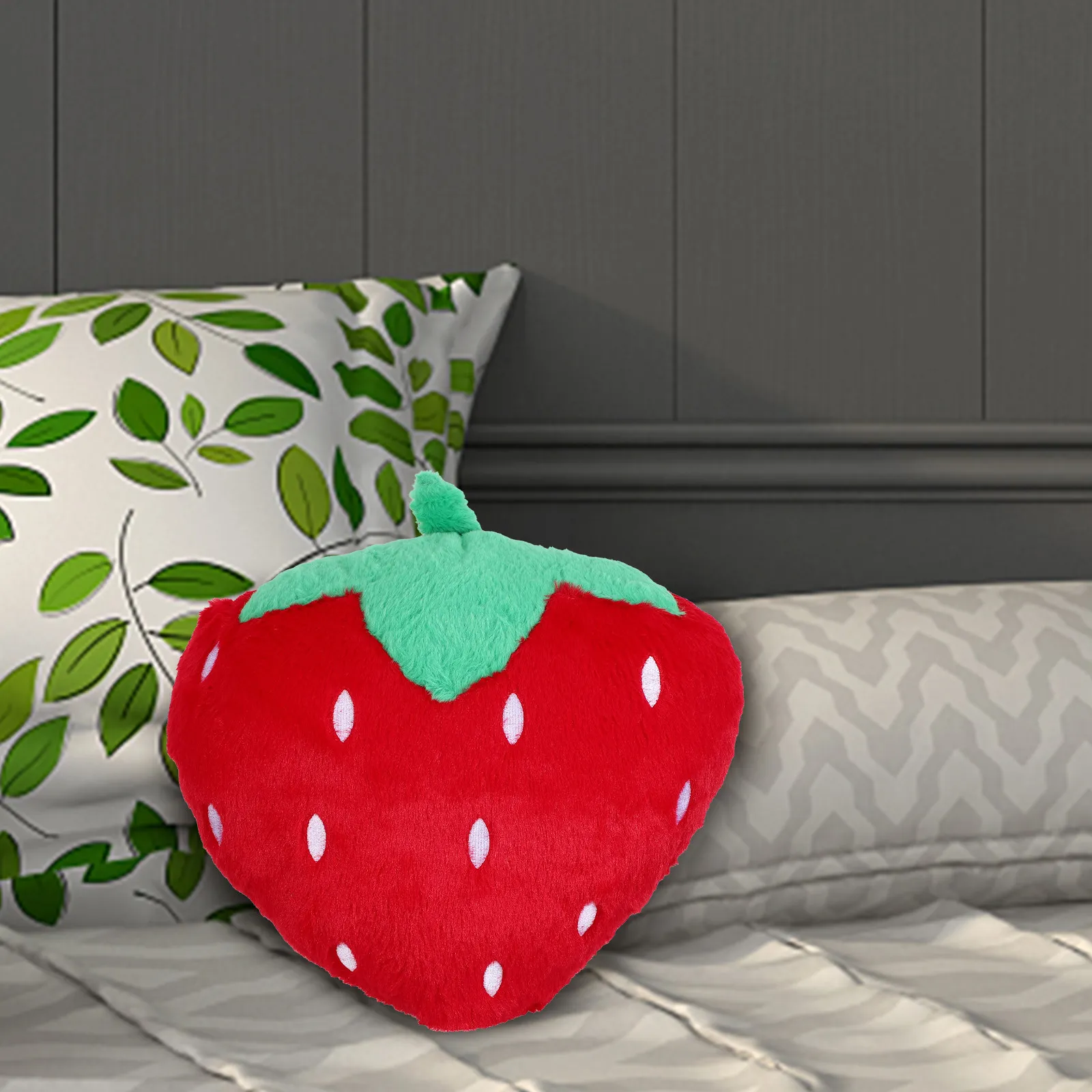 40Cm Strawberry Throw Pillow Vibrant Kawaii Fruit Shape Soft Comfortable Cushion for Kids Girls Adults Bedroom Living Room Chair
