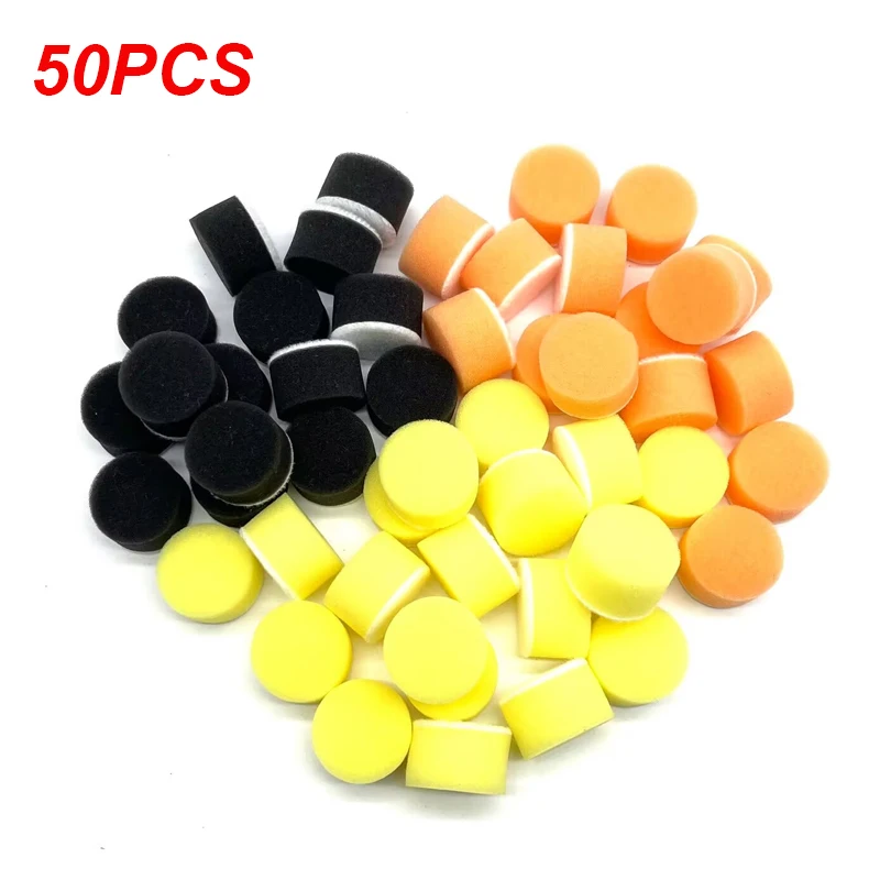 1" 25mm 50Pcs Sponge Buffing Polishing Pads Waxing Buffer Tools Rough & Medium & Fine Fit Car Polisher for Dremel Rotary Tool