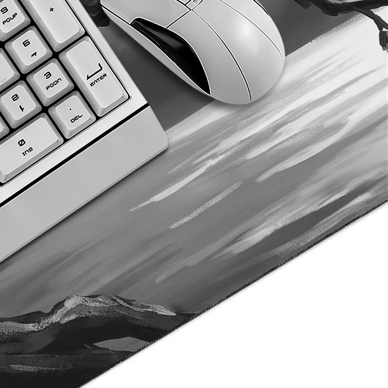 Mouse Pad Black White Moonlight Sakura Tree Gamer XL Home HD Computer Mousepad XXL Desk Mats Office Carpet Soft PC Table Mat