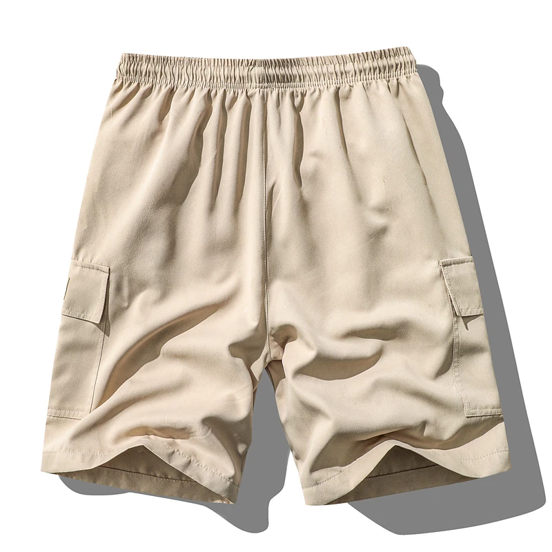 Men's Summer New Cargo Shorts Loose Plus Size Drawstring Casual 5 Inch Shorts Multi-Pocket Fashion Versatile Sports Beach Pants
