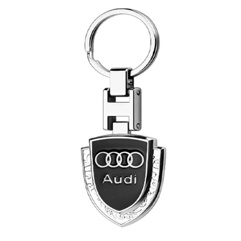 3D Metall/Leder Auto-Emblem Schlüsselanhänger Schlüsselring Dekoration für Audi A3 S3 8V A4 B8 B6 B7 A6 C6 C5 C7 A5 Q3 Q5 Q7 TT A1 A2 A7 A8 Q2