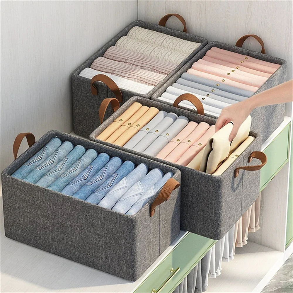 Fold Non-Woven Fabric Storage Box Wardrobe Clothes Organizer Clothing Jeans Pants Underwear Sock And Kid Toy Storage Organizer