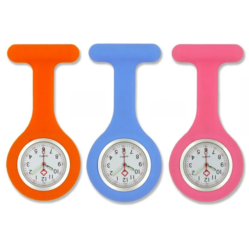 5pc Fashion Classic Women Ladies Doctor Nurse Silicone Rubber FOB Pocket Watches Hospital Medical Brooch Pins Clock Gift Watches