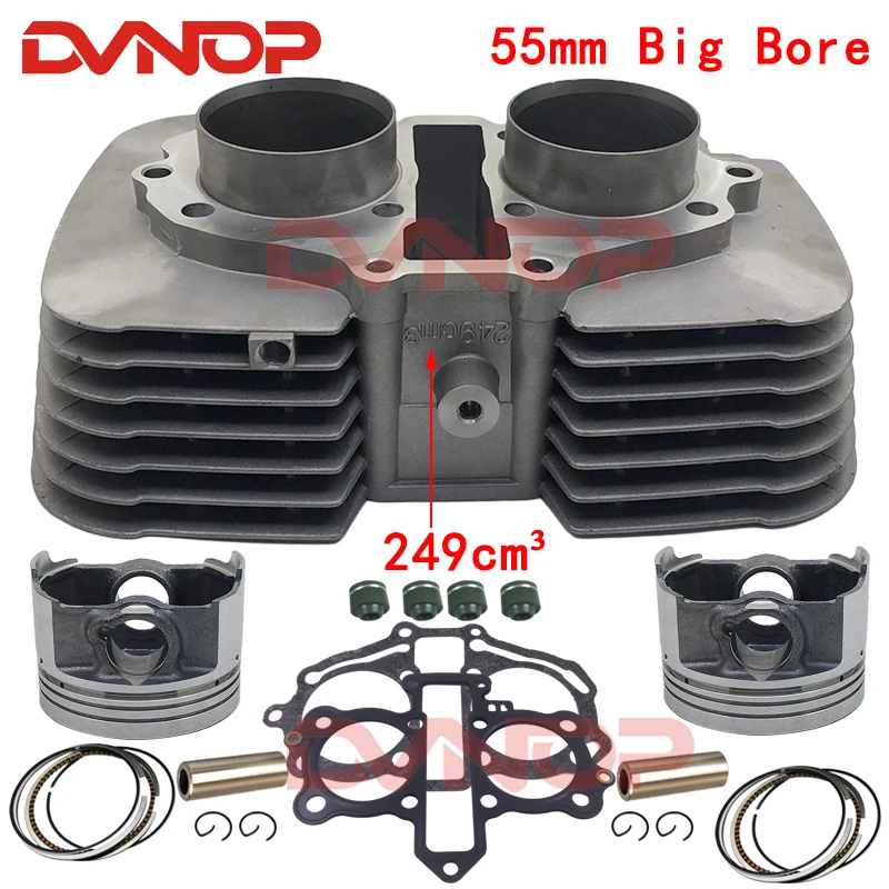 Zestaw cylindrów motocyklowych do Honda EFI CBT250 CA250 Rebel CMX250 DD250 CBT CA CMX DD 250 249cm³ 55mm