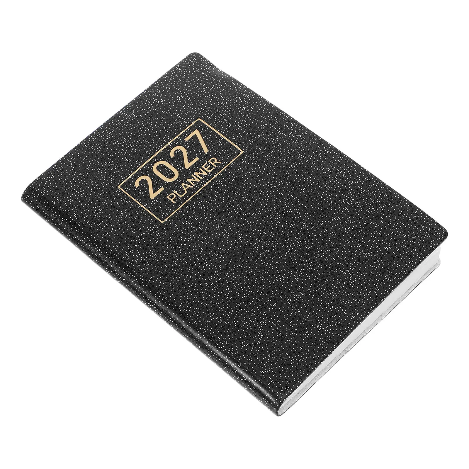 A7 2027 Planner Notebook Black PU Hardcover Daily Organizer Pocket Size Book for Work Study Office Schedule