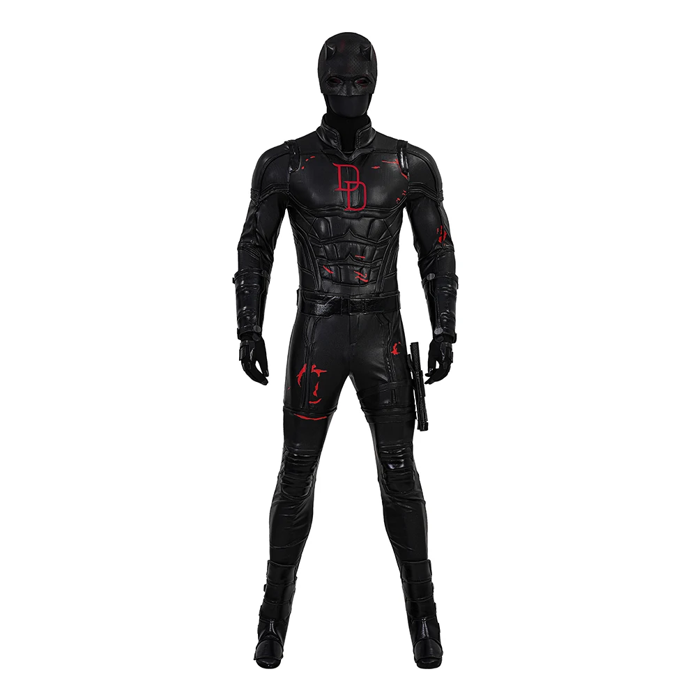 

Daredevil Matt Murdock Cosplay Costume Mens Black Jumpsuit Headmask Fullset Outfits Superhero Halloween Party Bodysuit Hand Made