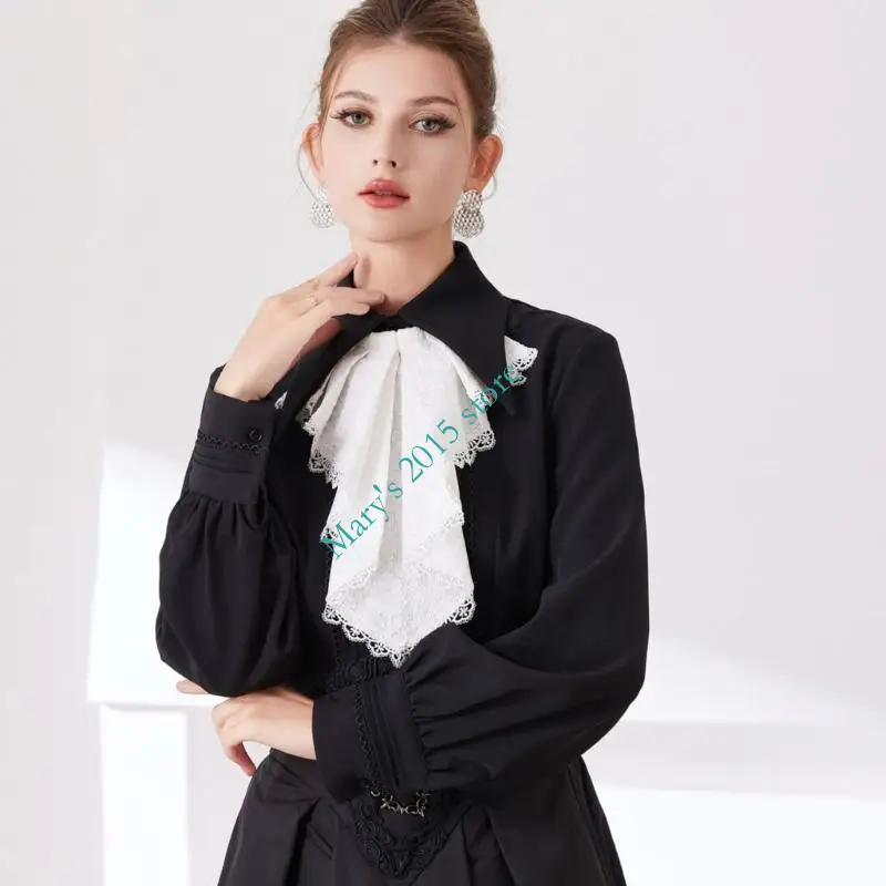 E15F الفاخرة CourtStyle قابلة للفصل الياقات الدانتيل الدانتيل الطبقات jabot فيكتوريا موضوع المستعمرة أزياء الأحداث الإكسسوارات #2