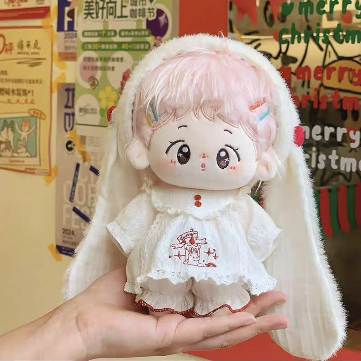 

10cm 20cm Doll Clothes Lamb Pajamas White Snow Princess Dress Hooded Baby Jumpsuit Plush Doll Accessories Dress Up Set Girl Gift