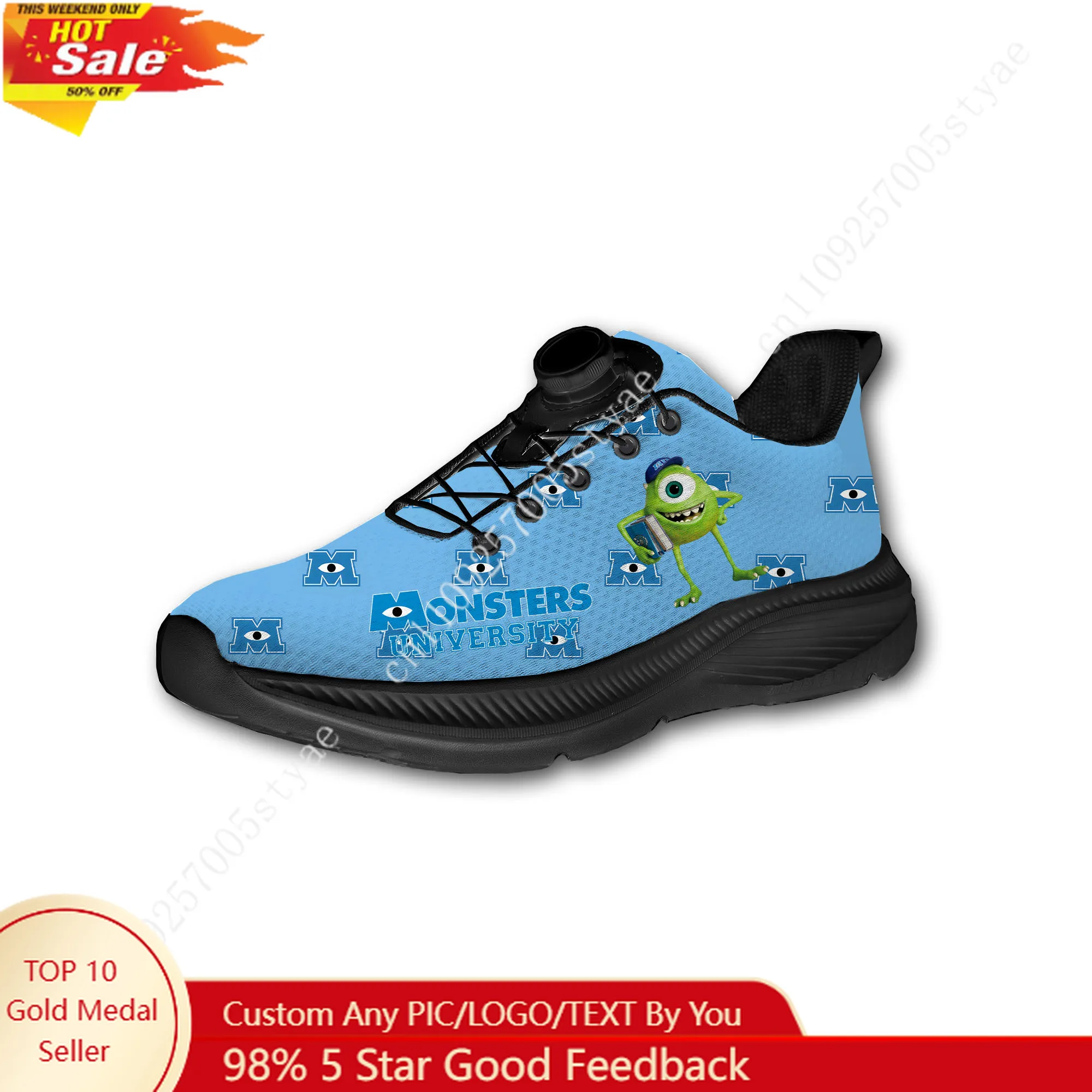 

Mike Wazowski Sport Shoes Custom Men Woman Rotating Button No Tie Shoes Design Photo Logo Text Soft Sneakers Unisex Holiday Gift