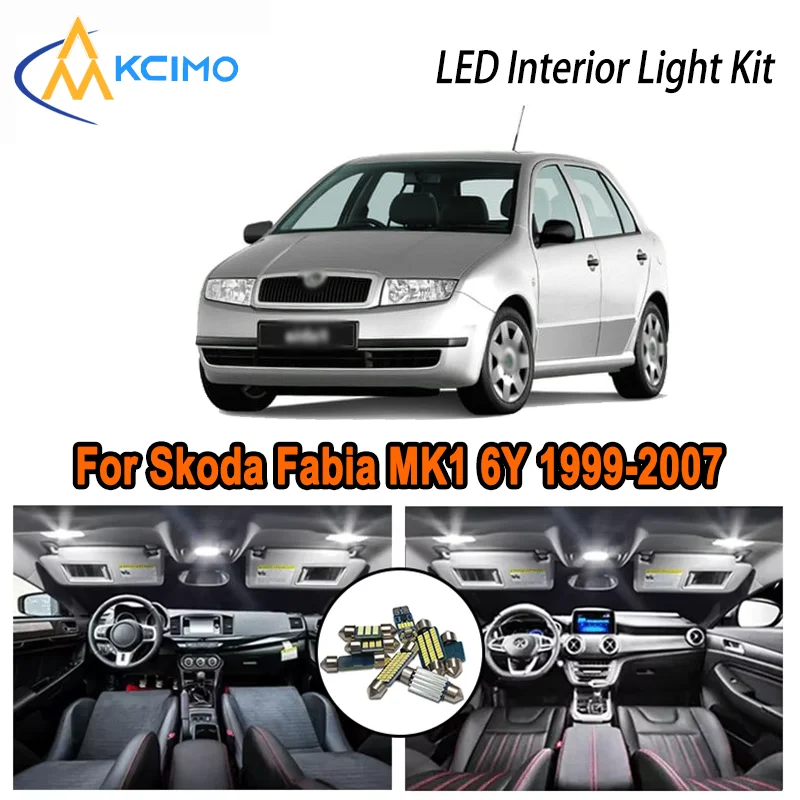 

Для Skoda Fabia MK1 6Y 1999-2007 2000 2001 2002 2003 2004 светодиодный комплект внутреннего купольного освещения багажника автомобиля светодиодные лампы Canbus без ошибок