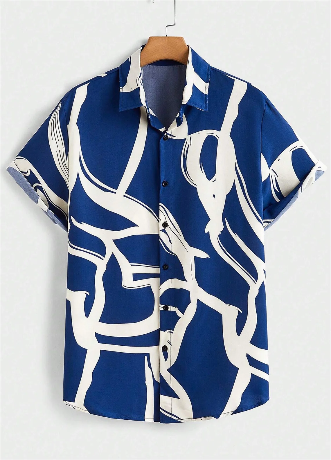 2024 Summer casual shirt, irregular printed buttons lapel shirt, large size XS-6XL high-quality fast delivery