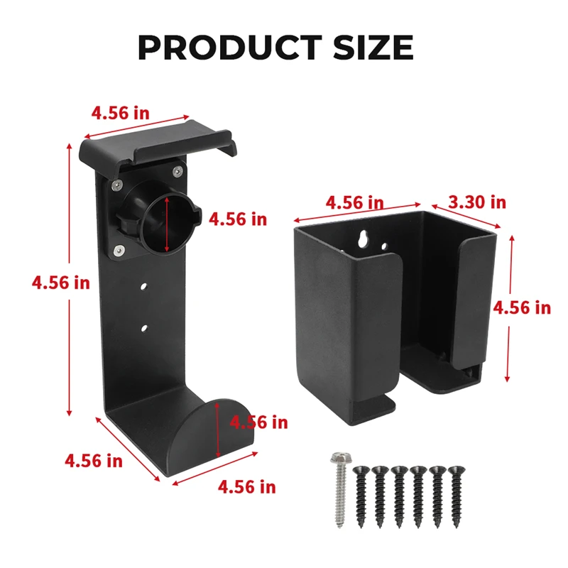 EV Charger Holder with Charging Box Rack for SAE J1772 Connector Wall-Mount Electric Vehicle Charger Holster