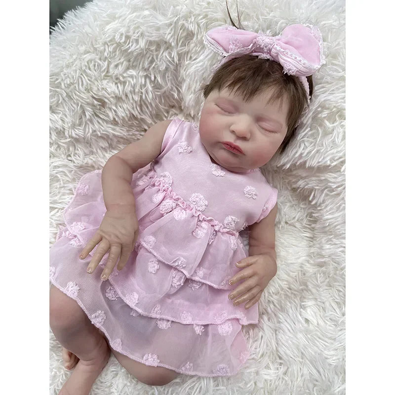 19inch Reborn Baby Doll Laura Soft Body Real Looking Baby Dolls 3D Painted Skin with Visible Veins Muñecas Bebes Reborn Kids Toy