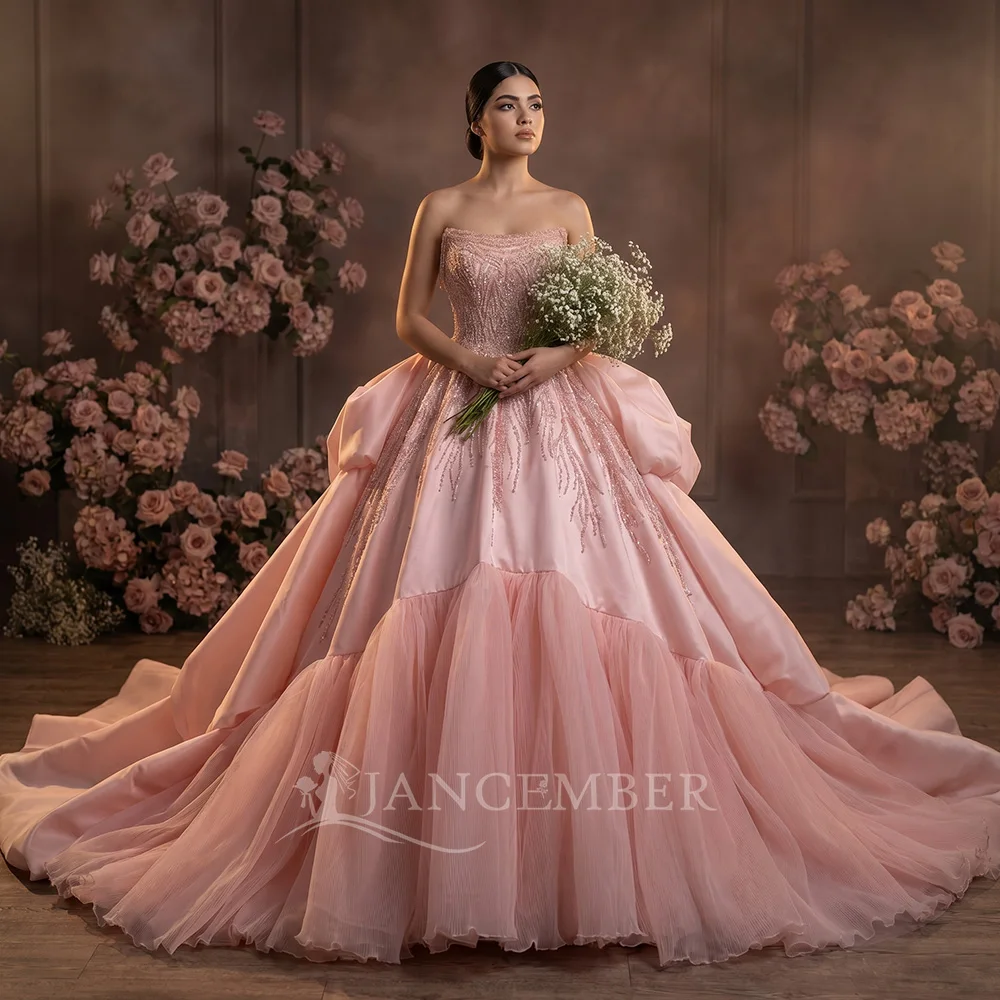 

2026 New Style Sparkling Court Train 15 Quinceanera White Sweet Princess Sequins Customized Lace Up Back فساتين للمنا