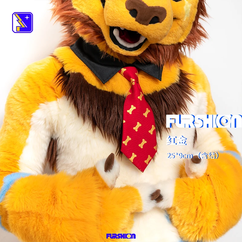 

Съемный воротник-галстук для мехового костюма, меховые аксессуары, милый галстук с костяным узором и принтом, Kig Kemono, реалистичный меховой костюм, сделай сам