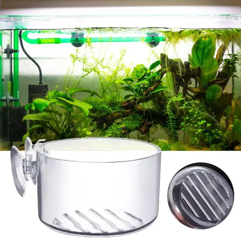 Mini cristal acrílico pendurado pote para aquário, copos de alimentação, decorações de aquário, plantas aquáticas plantio, acessórios de aquário