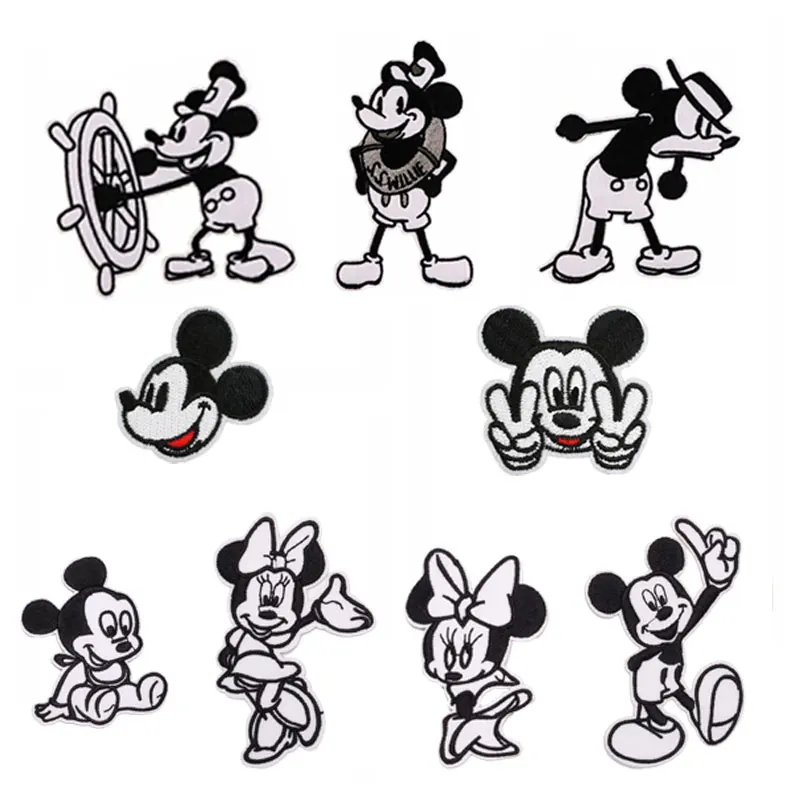 Disney Mickey and Minnie Anime Embroidered Iron Patch Clothes, Mickey Mouse Cartoon Children's Clothing Patch Diy stickers