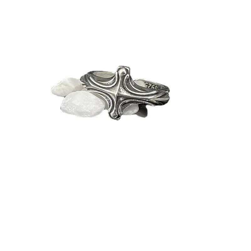 حلقة جديدة مصنوعة يدويًا من خليط معدني متقاطع عتيق داكن، حلقات متخصصة ومتعددة الاستخدامات