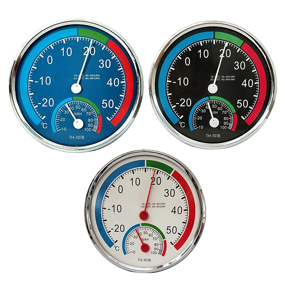 Mini Round Pointer -30℃-50℃ Temperature Meter 20%-100% Hygrometer Analog Thermometer Monitor Humidity Gauge for Indoor Offices