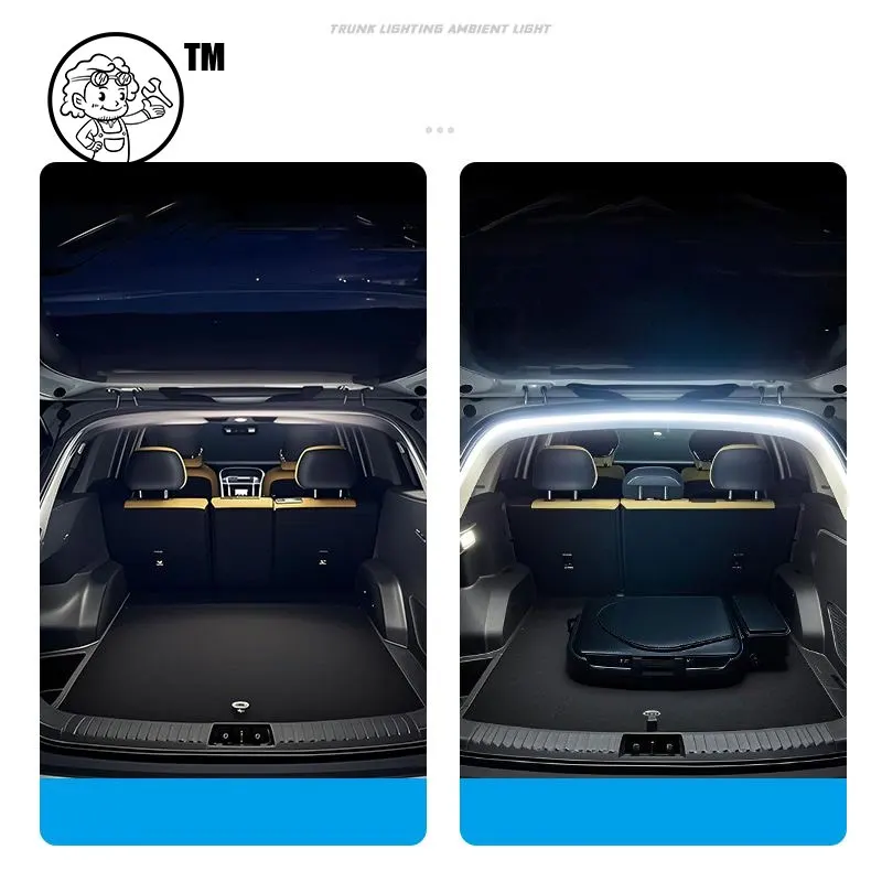 For JAECOO J7 2026 2025 Car Rear Trunk LED Light Bar Strip Trunk Interior Brightening Decorative Lamp Strip Automatic Light.