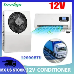 Treeligo caminhão split ar condicionado refrigerador de estacionamento elétrico ac 12v/24v 12000btu unidade para caminhão campista van caravana motor casa