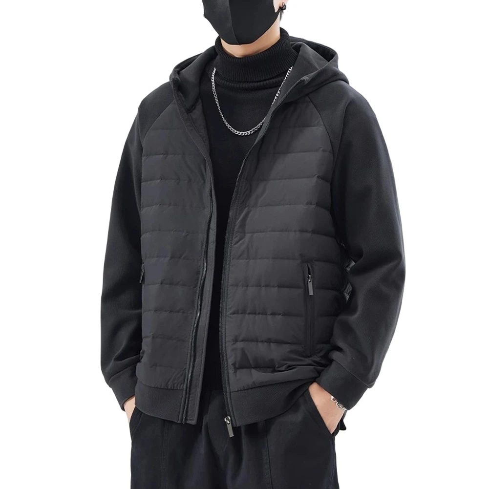 

Men's Winter Casual Coat with Thick Fleece Lining and Hooded Design Loose Fit Jacket Suitable for Daily Outdoor Wear