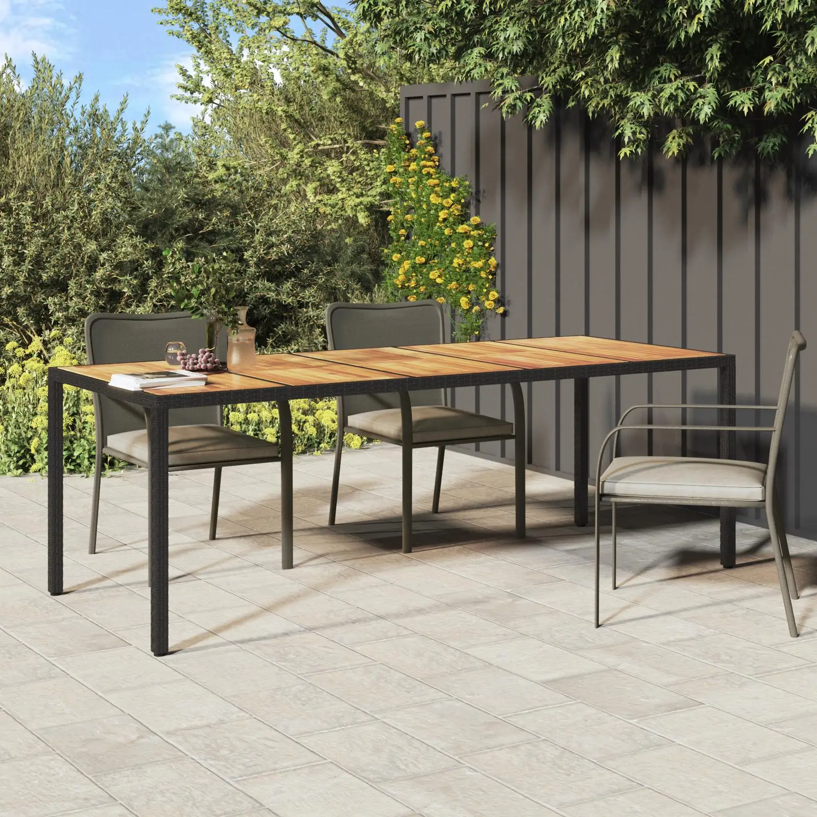 

Garden Dining Table Outdoor Rattan Furniture 98.4x39.4x29.5in Lightweight Durable Black Suitable for Patio Balcony Garden