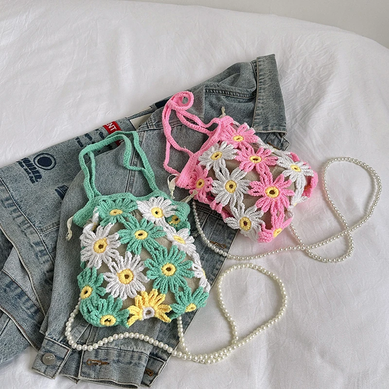 الجانب الأيسر تصميم نسج الحياكة زهرة نسج حقيبة كتف 2025 الاتجاه الجديد مطرز حقيبة كروسبودي حقائب السفر والمحافظ #5