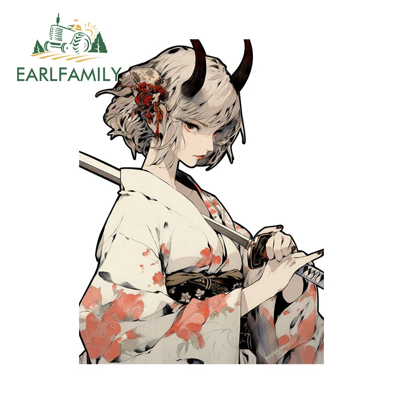

EARLFAMILY 13 см X 9,8 см для японской Девушки, Oni, сексуальное кимоно, модные наклейки, защита двери автомобиля, бампер
