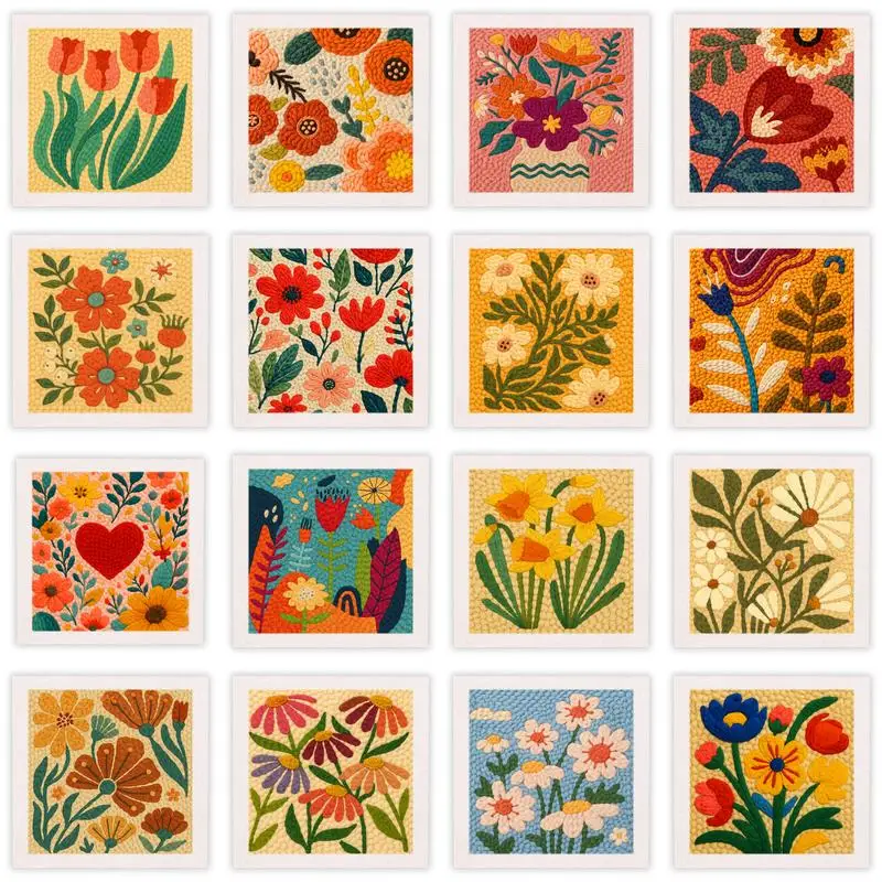 

DIY Punch Needle Embroidery Kit for Beginners Fabric Cross Stitch Set for Adults DIY Embroidery Starter Kits with Floral