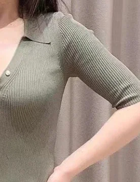 

Women's Green Deep V Neck Elegant Dress Short Sleeve Knit Office Ladies Dresses elegant women's dresses for party 2022