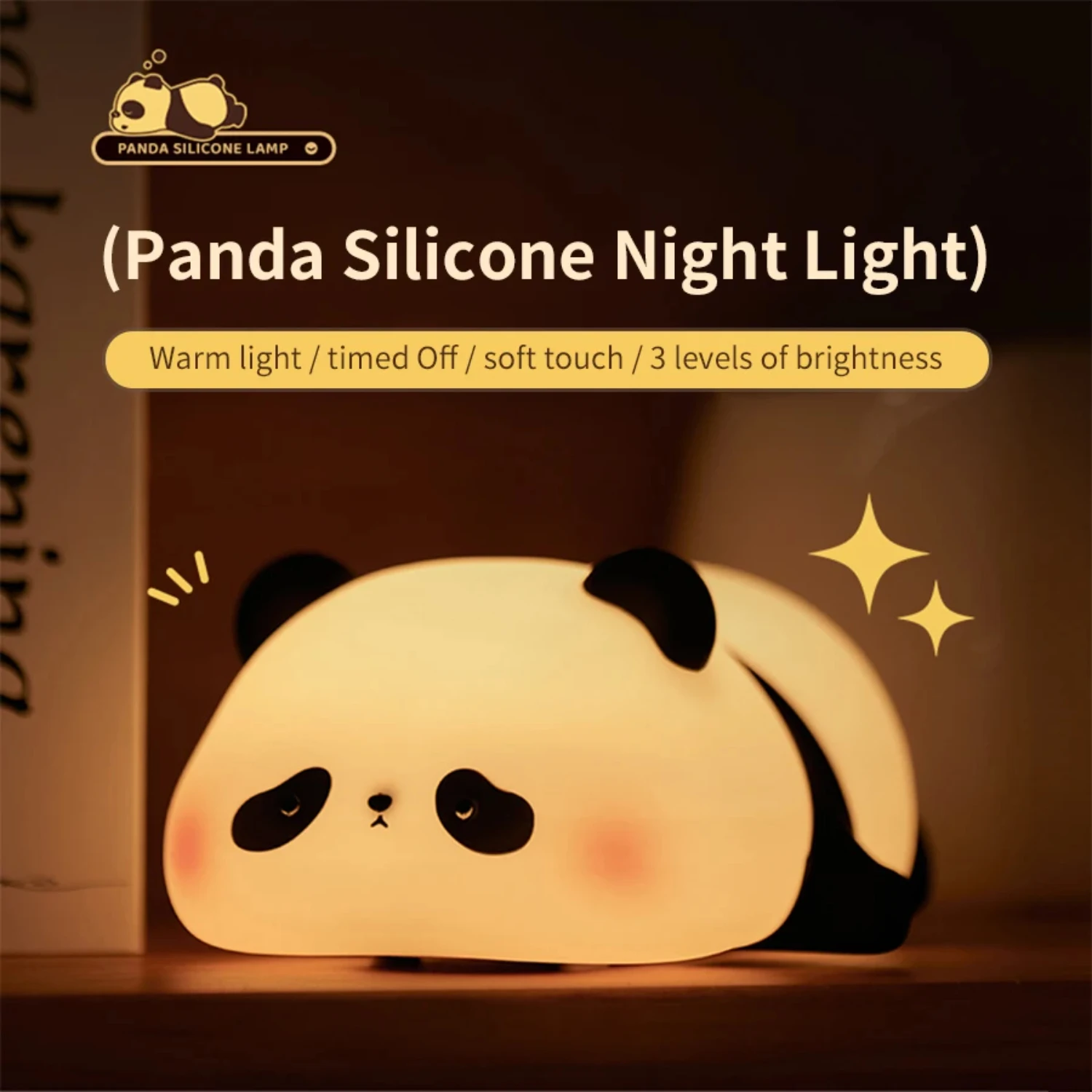 Adorable Rechargeable Panda LED Night Light - Cute USB Night Lamp for Kids - Silicone Patting Room Decor and Gift - Lovely LED N