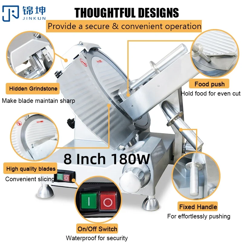 

8 Inch 220ES-8 180W Commercial Semi-Automatic Meat Slicer New Electric Frozen Meat Sausage Cutting Machine Factory Direct
