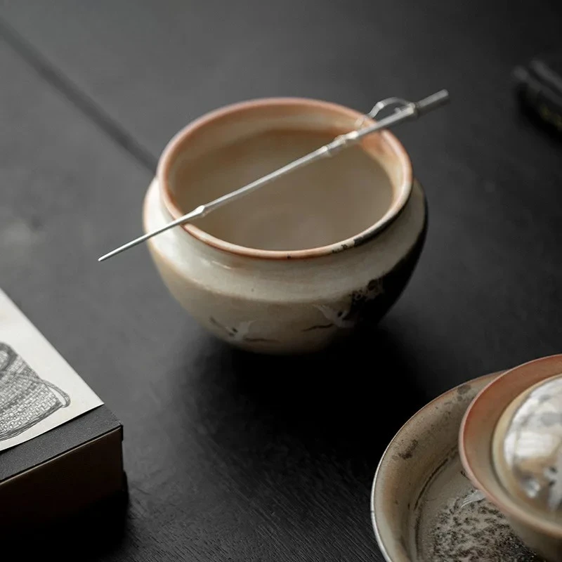 330ml Wood-fired Porcelain Crane Jianshui Tea Wash Bowl Tea Residue Barrel Tea Garbage Can Chaxi Teaware Supplies Collection