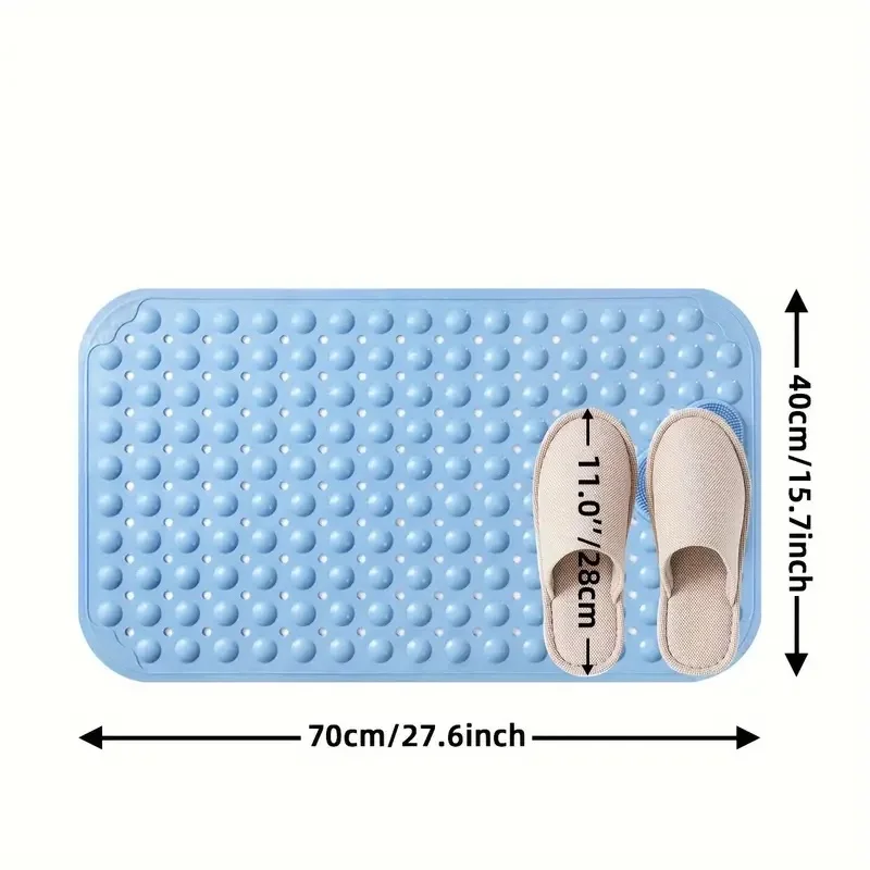 1pc PVC Non-slip Shower Mat with Suction Cups & Drain Holes, Massage Shower Rug Bathroom Mat Bathtub Mat Bath Rugs, 15.7x27.5in