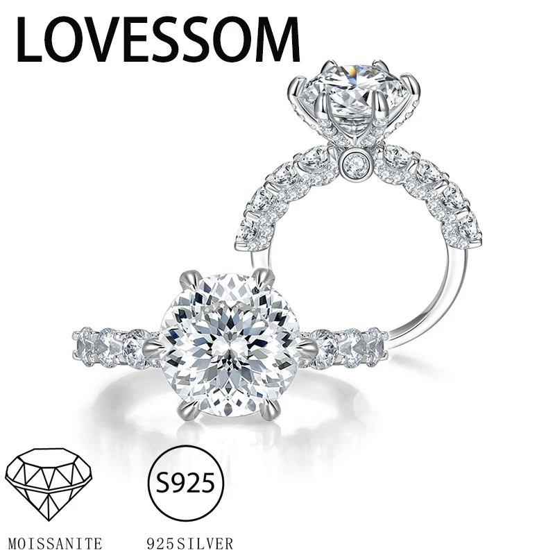

925 silver 3 carat moissanite wedding ring, classic and romantic, elegant and luxurious, suitable for wedding wear