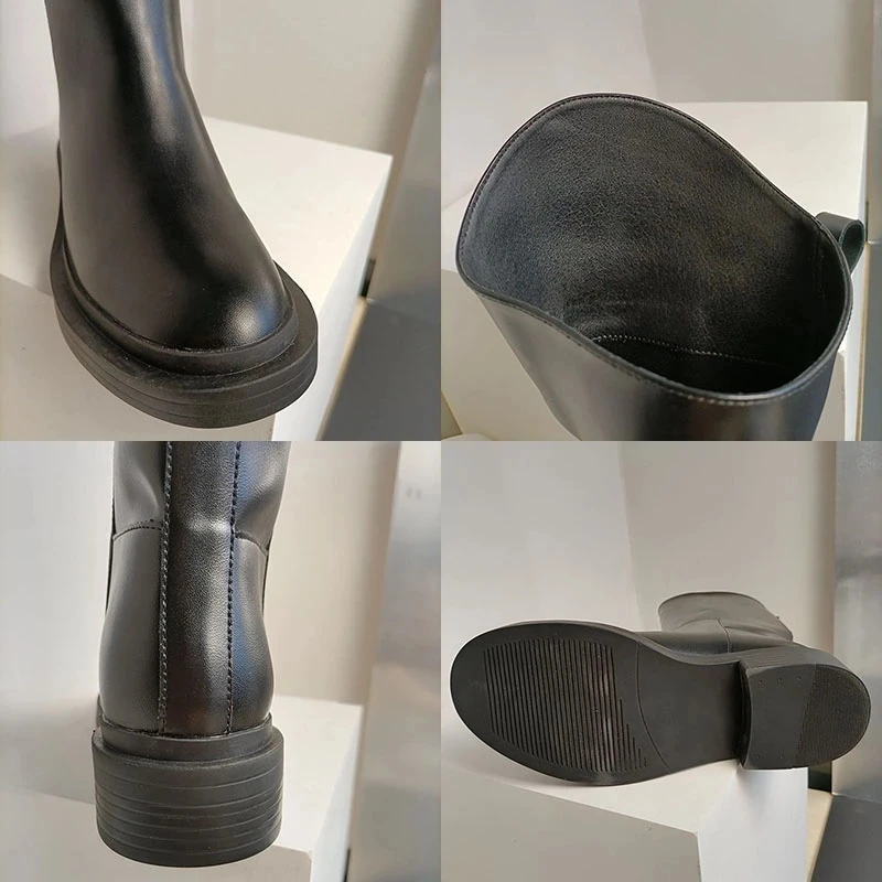 Botas altas para mujer, zapatos occidentales para mujer, primavera otoño 20224, nuevas botas modernas de caballero hasta la rodilla de estilo