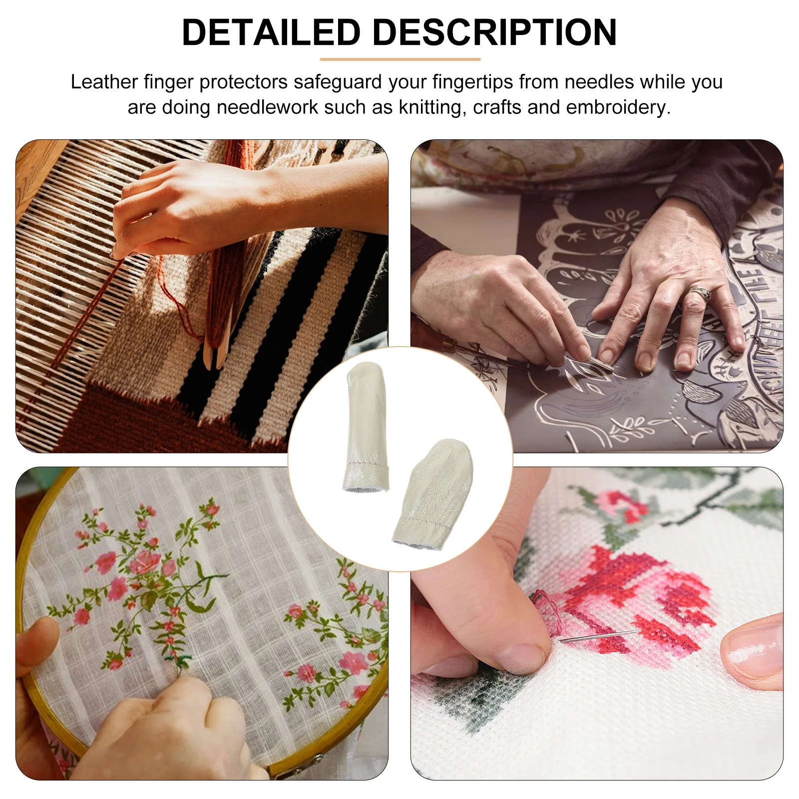 

6pcs Finger Protector For Sewing Knitting Embroidery Craft Index Thumb Cover Heat Insulated Cowhide Thimble Tool