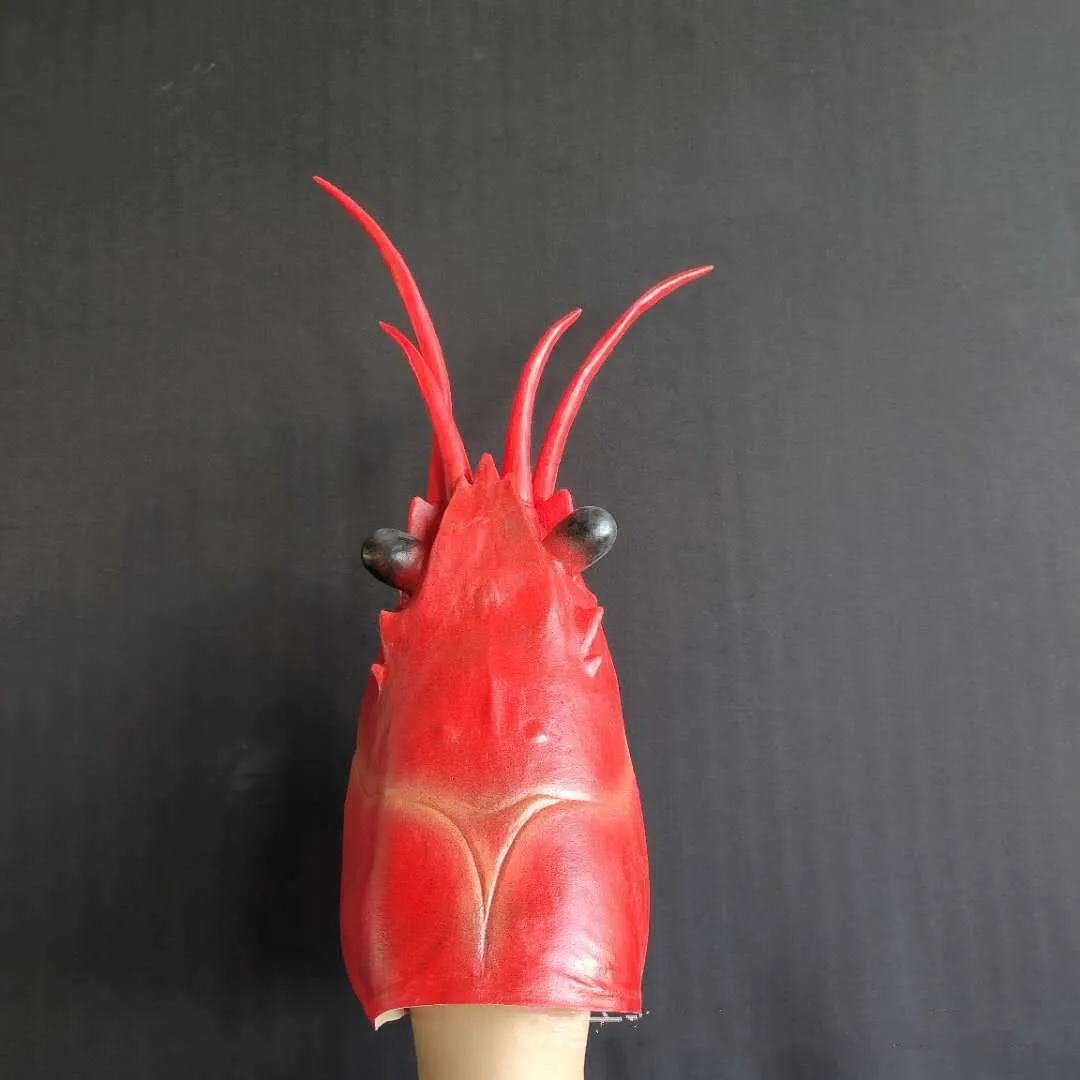 Realistische Rote Garnelen-Latexmaske für den ganzen Kopf, Meeres-Tiermaske, Halloween-Maskerade-Kostüm, Kostüm-Requisiten für Erwachsene – Detail 2