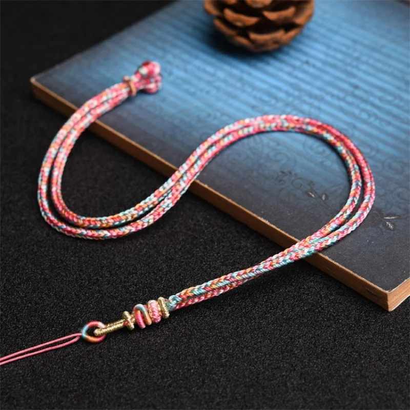 Handmade Braided Rope Pendant Lanyard Woven Eight-Strand Necklace Rope Jade Dorje Knot Men's and Women's Ethnic Style Lanyard