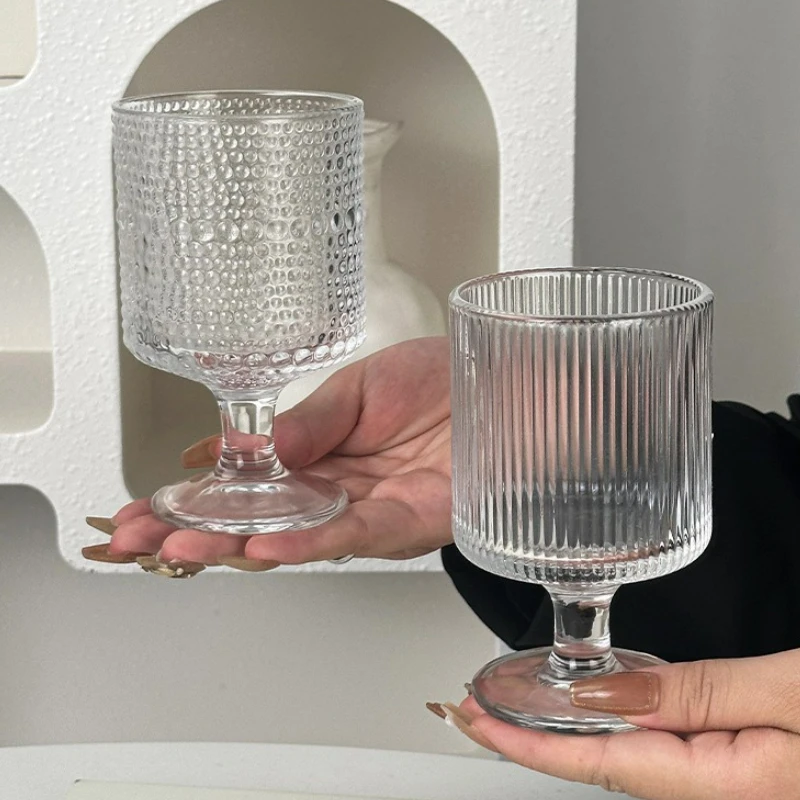 

Creative Vintage Glass Cups Transparent Pattern Goblet Korean Style Glass Cup for Hotel Household Mini Whisky Juice Cup 2025 New