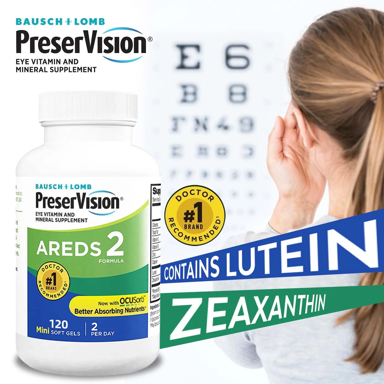 

Areds 2 Eye Vitamin and Mineral - Supports Vision, Contains Lutein and Zeaxanthin, Relieves Eye Fatigue and Dryness