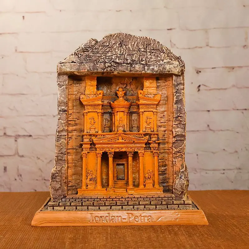Modelo de Edificio Mundialmente Famoso, Adornos de la Ciudad Antigua de Jordania, Petra, Artesanía Creativa de Resina, Decoración del Hogar