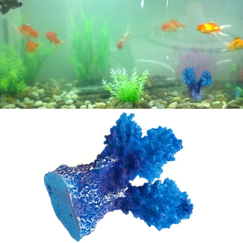 Decoração aquário F92B Pequenos ornamentos coral polirresina peixe para tanques resin artificial Co