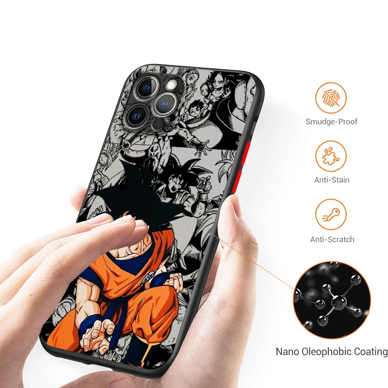 Komische D-Dragon Ball Son Goku Frosted Doorschijnend Voor Apple Iphone 15 14 13 12 11 Xs Xr X 8 7 Se Pro Max Plus Mini Back